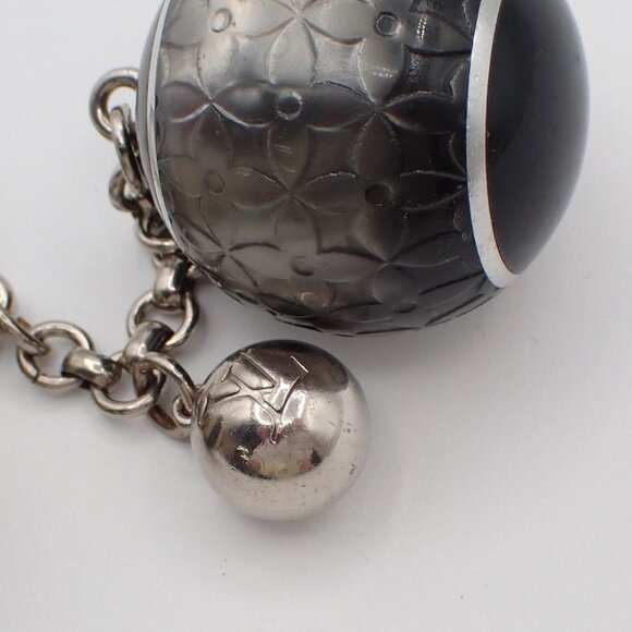 LOUIS VUITTON Logo Bijoux Sac Mini Lin Bag Charm Silver Black - Picture 5 of 7